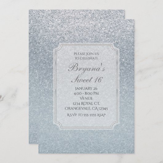 Fairy Tale Silver Glitzer Sparkle Party Einladung (Vorne/Hinten)