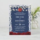 Fairy Tale Snow White Princess Navy Blue Wedding Einladung (Stehend Vorderseite)