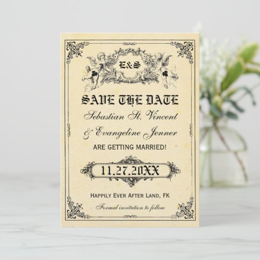 Fairy Tale Storybook Wedding Save the Date Cards (Stehend Vorderseite)