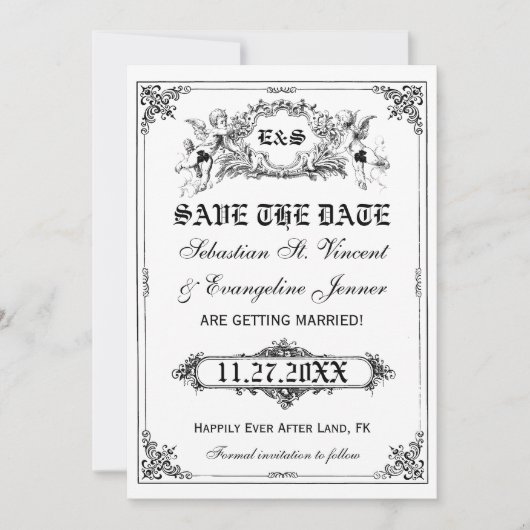 Fairy Tale Storybook Wedding Save the Date Cards Einladung (Vorderseite)