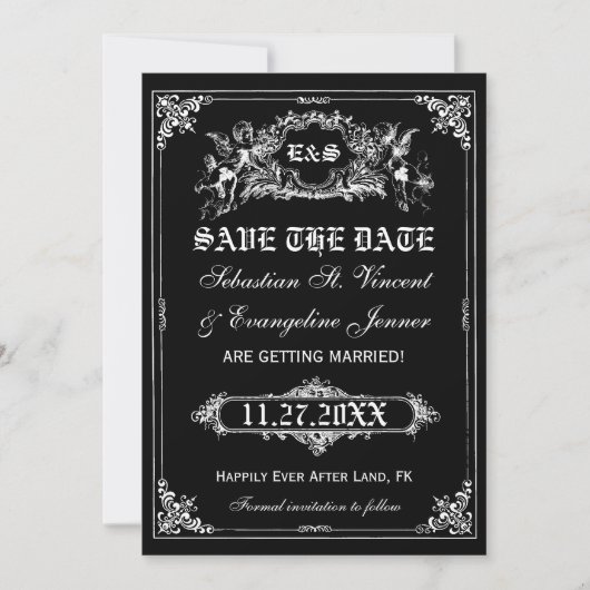 Fairy Tale Storybook Wedding Save the Date Cards Einladung (Vorderseite)