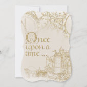 Fairy Tale Theme Castle Carriage Gold Glitzer Einladung (Vorderseite)