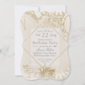 Fairy Tale Theme Castle Carriage Gold Glitzer Einladung (Rückseite)