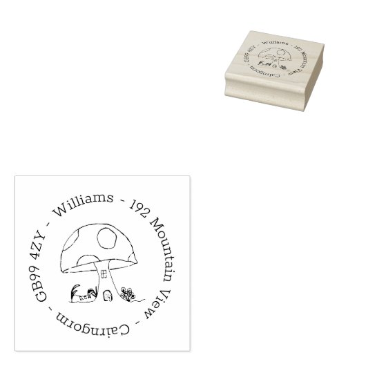 Fairy Tale Toadstool House Address Rubber Briefmar Gummistempel (Stempel)