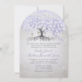 Fairy Tale Ultra Violet Heart Leaf Tree Wedding Einladung (Vorderseite)