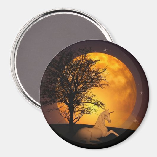 Fairy Tale Unicorn Vollmond Magnet (Vorderseite/Rückseite)