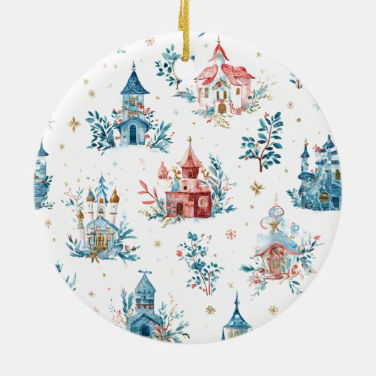 Fairy‑Tale Watercolor Christmas Pattern Ornament (Hinten)