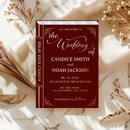 Fairy Tale Whimsical Book Cover Burgundy Wedding Folieneinladung
