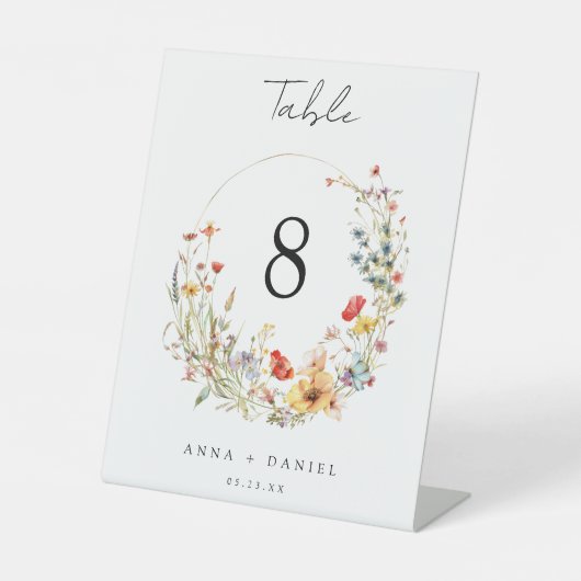 Fairy Tale Wildblume Wedding Tischnummer Sockelschild (Vorderseite)