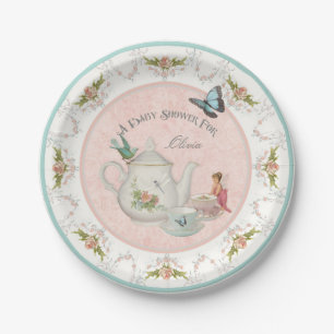 Fairy Tea Party Baby Dusche Party Dekoration Rose  Pappteller