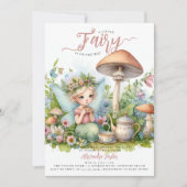 Fairy Tea Wild Mushrooms Forest Baby Girl Dusche Einladung (Vorderseite)