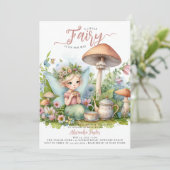 Fairy Tea Wild Mushrooms Forest Baby Girl Dusche Einladung (Stehend Vorderseite)