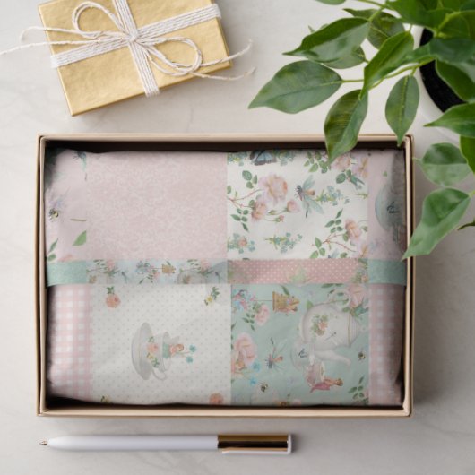 Fairy Tee Party Floral Pink Roses Baby Kinderzimme Seidenpapier (Geschenk)