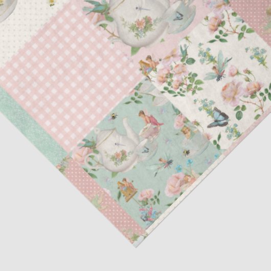 Fairy Tee Party Floral Pink Roses Baby Kinderzimme Seidenpapier (Ausschnitt)