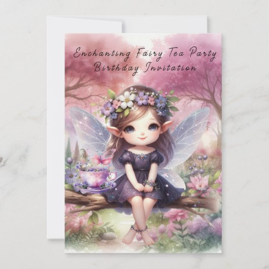 Fairy Tee Party tabletop Sign Einladung (Vorderseite)