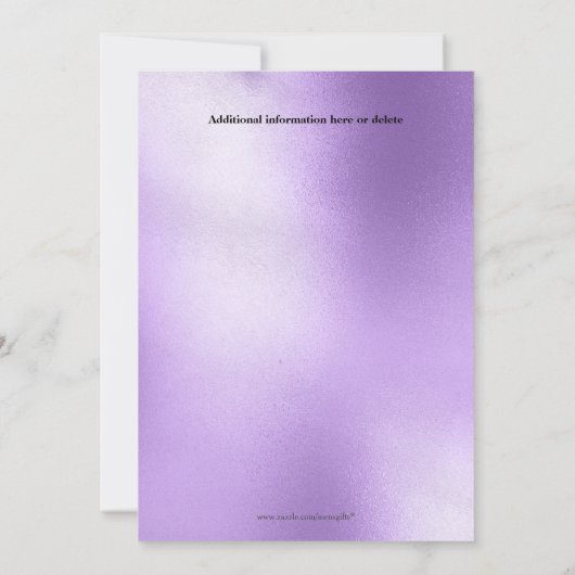 Fairy Theme Teepe lila glänzend-sleepover-Schlumme Einladung (Rückseite)