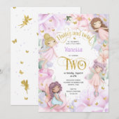 Fairy themed, Mädchen 2. Geburtstag Einladung (Vorne/Hinten)