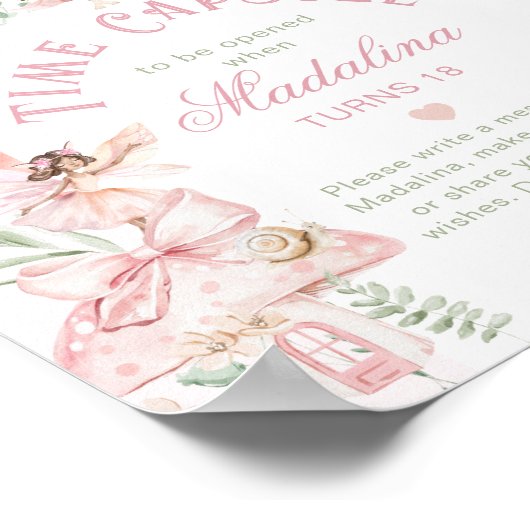 Fairy Time Capsule Whimsical Pink Arch Birthday Poster (Ecke)