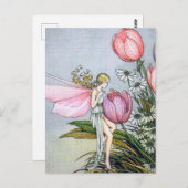 Fairy Tulips Vintag Illustration Postkarte (Vorne/Hinten)