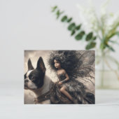 Fairy und Boston Terrier Postkarte (Stehend Vorderseite)