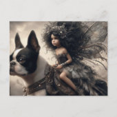Fairy und Boston Terrier Postkarte (Vorderseite)