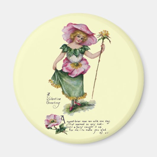 Fairy und Brier Rose Vintag Valentine Magnet (Vorne)