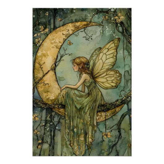 Fairy und Crescent Moon Poster (Vorderseite)