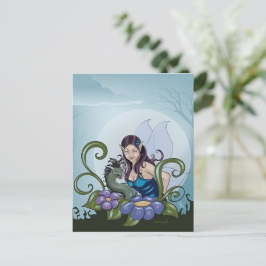 Fairy und Dragon Postkarte (Stehend Vorderseite)