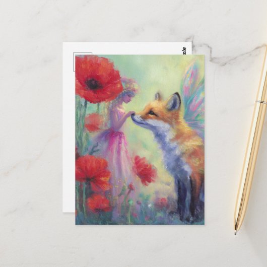 Fairy und ein Fuchs Postkarte (Vorderseite/Rückseite Beispiel)