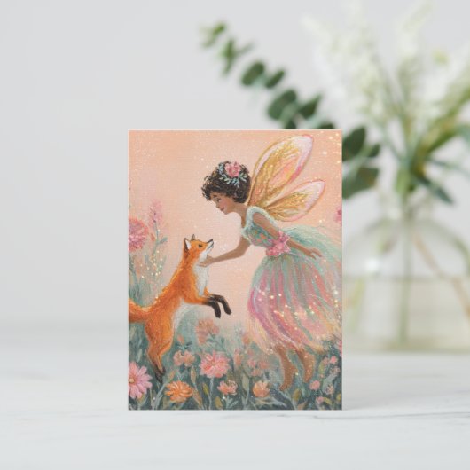 Fairy und ein Rotfuchs Postkarte (Stehend Vorderseite)