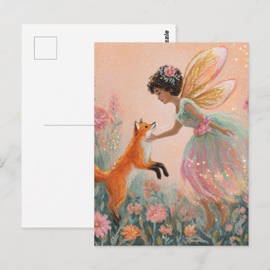 Fairy und ein Rotfuchs Postkarte (Vorne/Hinten)