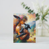 Fairy und ein schwarzes Lamm Postkarte (Stehend Vorderseite)
