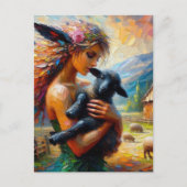 Fairy und ein schwarzes Lamm Postkarte (Vorderseite)