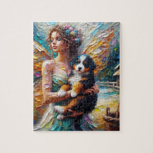 Fairy und ihr Berner Hund Welpe Puzzle (Vertikal)