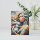 Fairy und ihr Bunny Postkarte (Stehend Vorderseite)