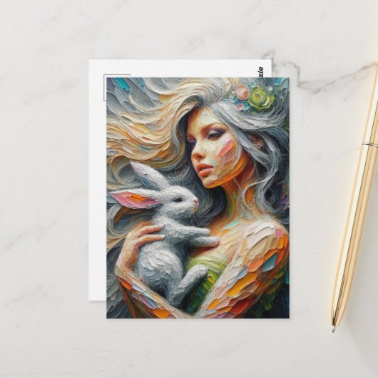 Fairy und ihr Bunny Postkarte (Vorderseite/Rückseite Beispiel)