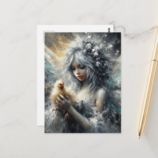 Fairy und ihr kleiner Buff Chick Postkarte (Vorderseite/Rückseite Beispiel)