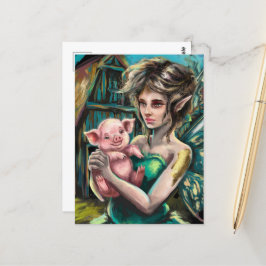 Fairy und ihr Schweine auf dem Bauernhof Postkarte