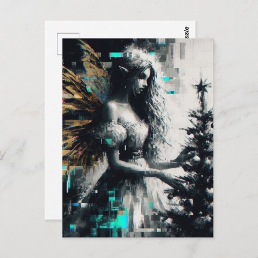 Fairy und ihr Weihnachtsbaum Glitch Postkarte (Vorne/Hinten)