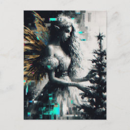Fairy und ihr Weihnachtsbaum Glitch Postkarte