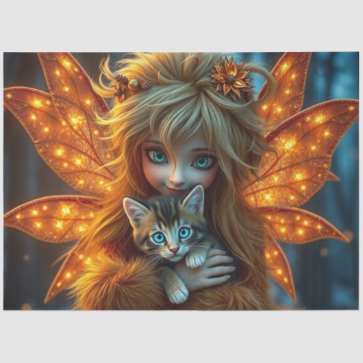 Fairy und ihre Katze Seidenpapier (Vorderseite)