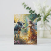 Fairy und ihre Kuh Postkarte (Stehend Vorderseite)