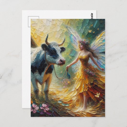 Fairy und ihre Kuh Postkarte (Vorne/Hinten)