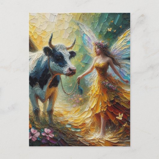 Fairy und ihre Kuh Postkarte (Vorderseite)