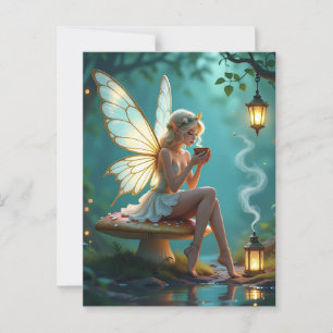 Fairy und Kaffee Behaltend in Touch Postkarte