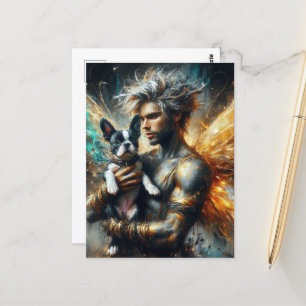 Fairy und sein Boston Terrier Puppy Postkarte