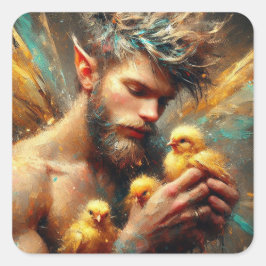Fairy und seine Buff Chicks Quadratischer Aufkleber
