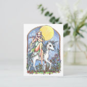 Fairy und Unicorn Postkarte (Stehend Vorderseite)