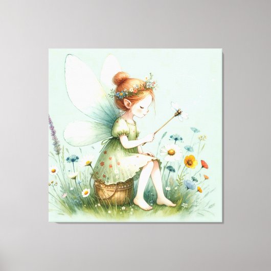 Fairy und Wildblumen Leinwanddruck (Vorderseite)