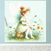 Fairy und Wildblumen Leinwanddruck (Insitu (Holzboden))